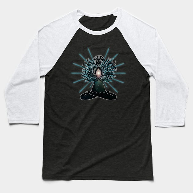 Emanate love Chakra Lotus Baseball T-Shirt by MandalaSoul